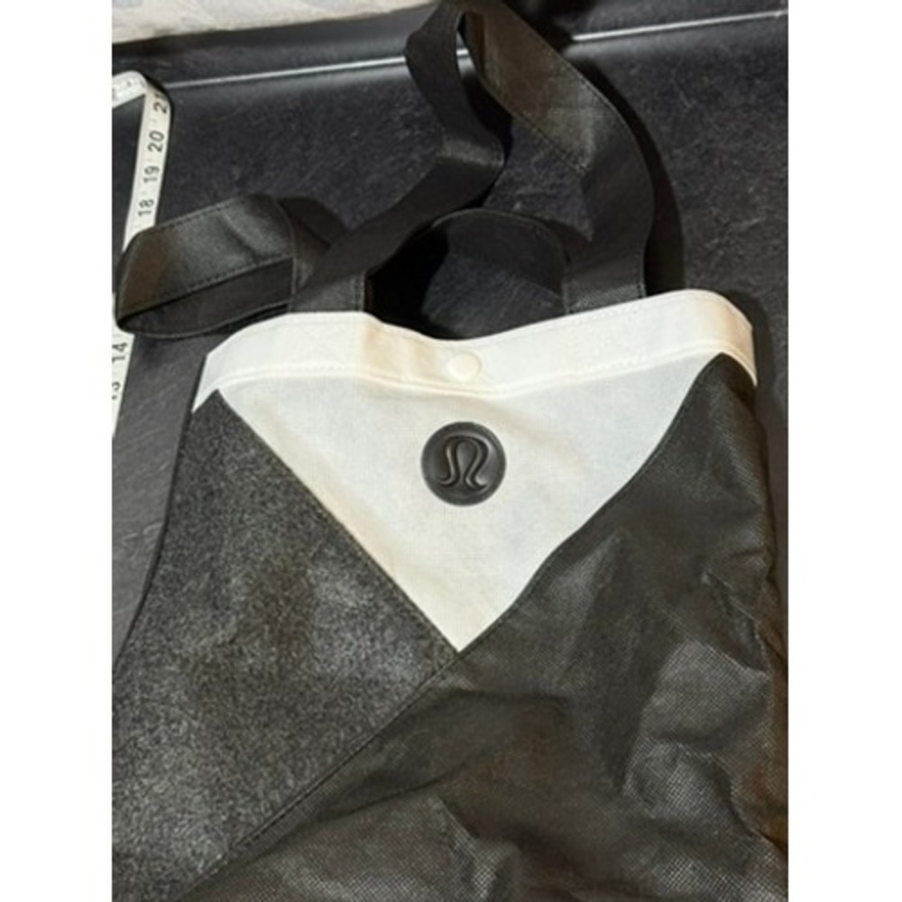 lululemon Reusable Shopping Tote Bag Felt Black Grey White Logo Medium 14" x 11"